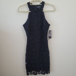 Lulus Love the Lace Dress Womens Bodycon Short Sleeveless Black‎ Small New